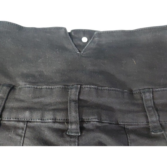 Litz Women's Premium Medium Denim Black Jean Button Down Stretch Mini Skirt - Picture 8 of 11